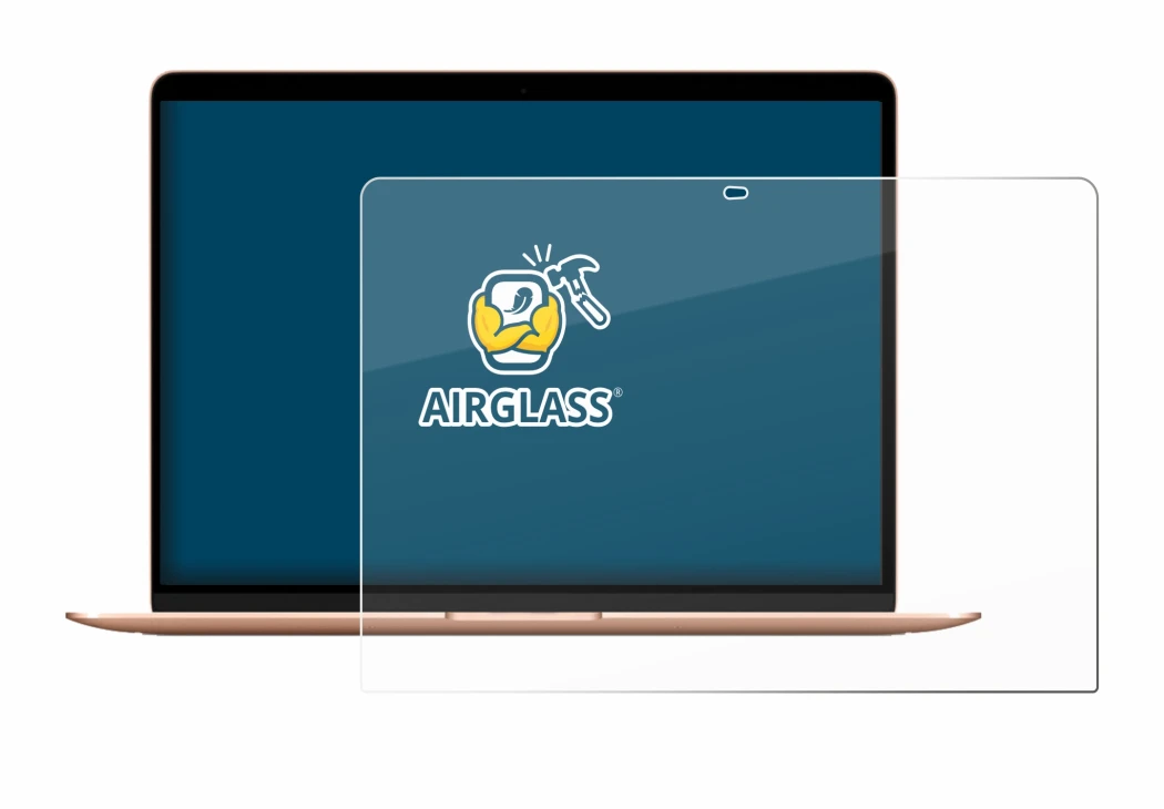 Abbildung des Geräts Apple MacBook Air M1 2020 mit einer Vielzahl des Displayschutzes.