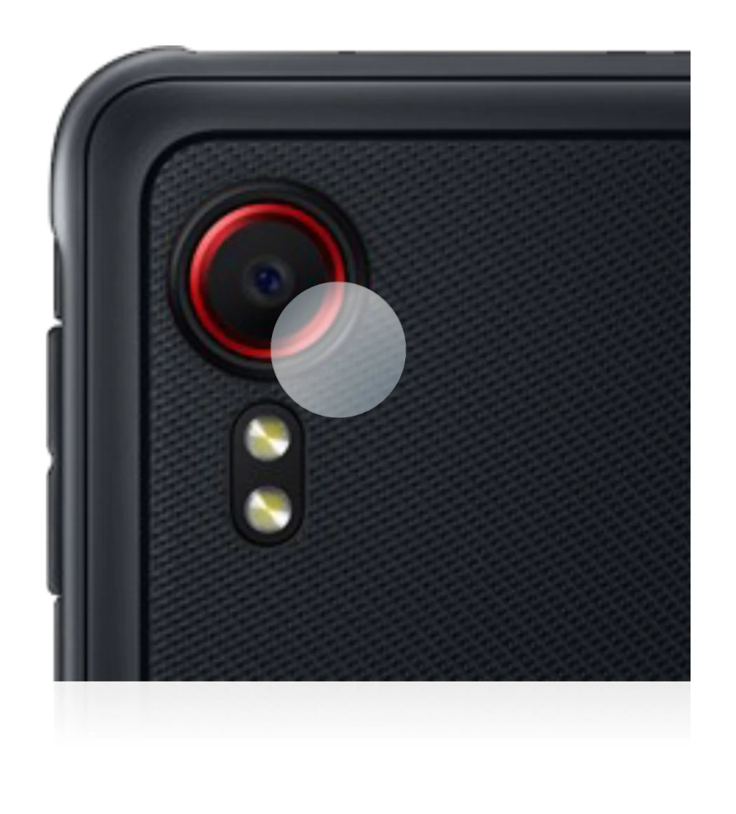 Abbildung des Geräts Samsung Galaxy XCover 5 (NUR Kameraschutz) mit einer Vielzahl des Displayschutzes.