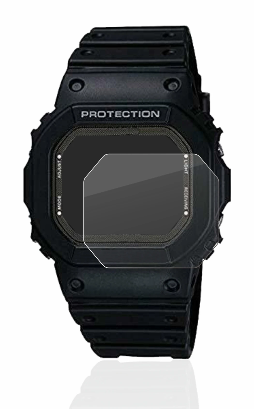Abbildung des Geräts Casio G-Shock GW-5000-1JF mit einer Vielzahl des Displayschutzes.