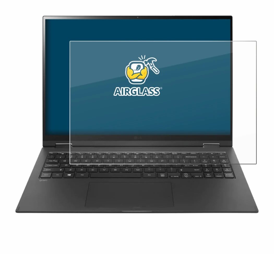 Abbildung des Geräts LG gram 16'' 2-in-1 Touch mit einer Vielzahl des Displayschutzes.