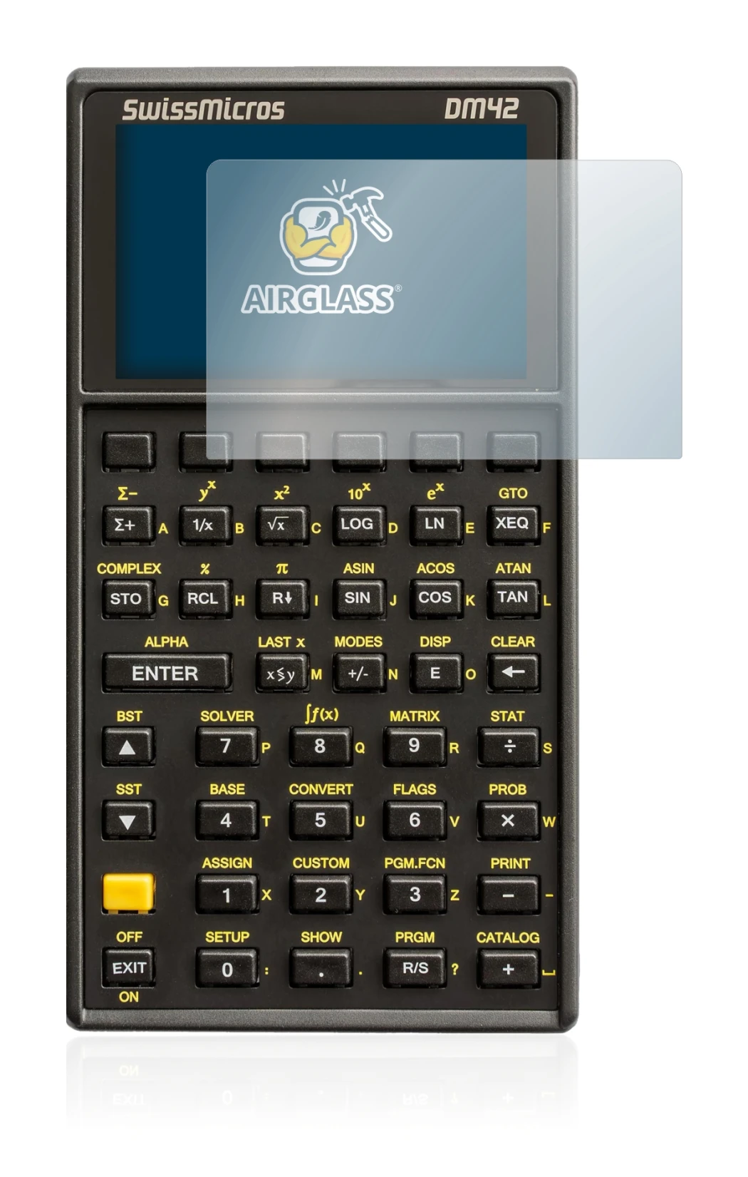 Abbildung des Geräts SwissMicros DM42 mit einer Vielzahl des Displayschutzes.