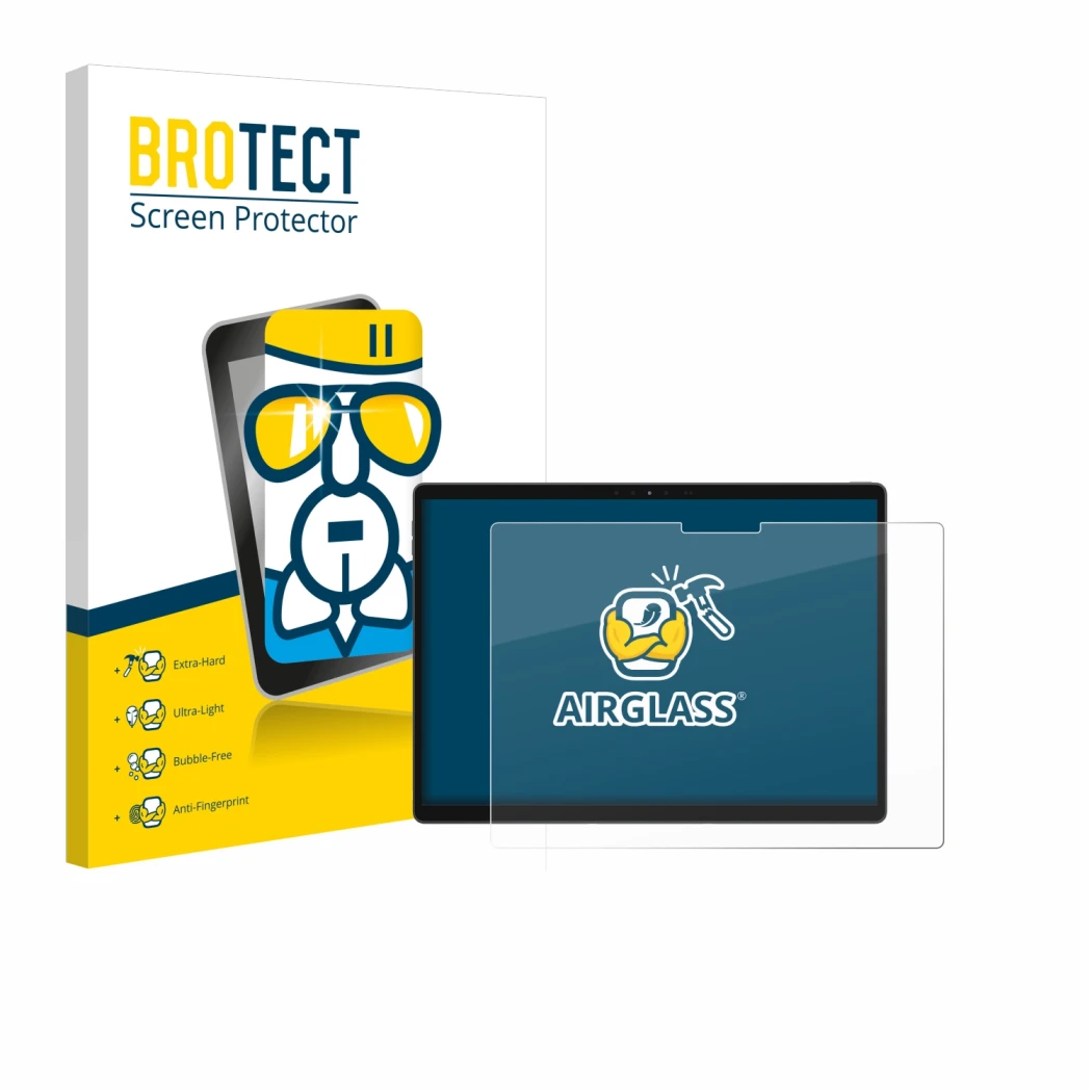 Vorderseite einer Produktverpackung mit dem Markenlogo BROTECT. Daneben ist das Gerät Dell Latitude 7320 Detachable mit dem zu