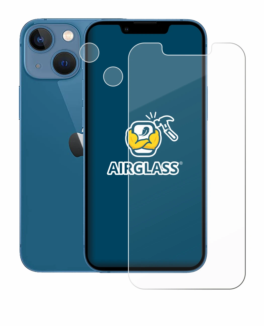 Abbildung des Geräts Apple iPhone 13 mini (Display+Kamera) mit einer Vielzahl des Displayschutzes.