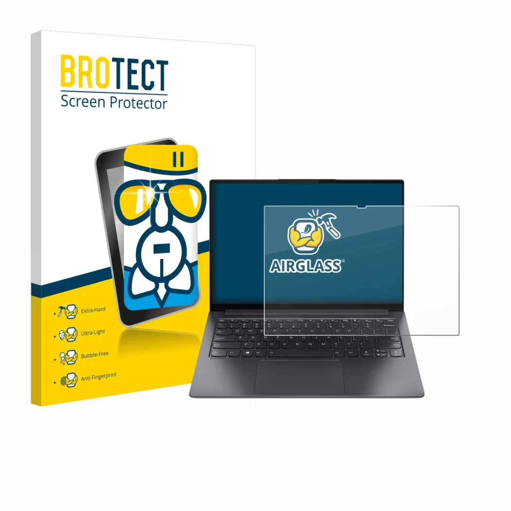 Vorderseite einer Produktverpackung mit dem Markenlogo BROTECT. Daneben ist das Gerät Lenovo Yoga Slim 7 Pro 14