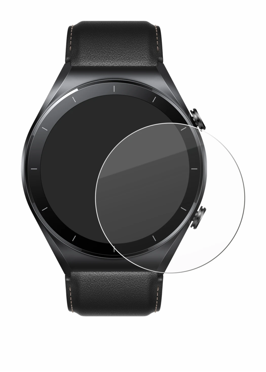 Abbildung des Geräts Xiaomi Watch S1 mit einer Vielzahl des Displayschutzes.