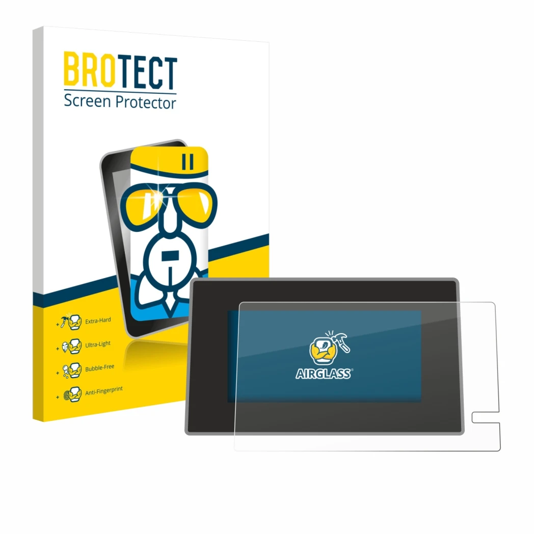 Vorderseite einer Produktverpackung mit dem Markenlogo BROTECT. Daneben ist das Gerät Renault Trafic 2021 Easy Link 8