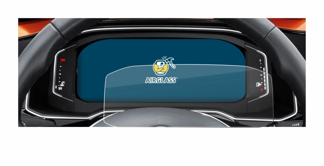 Abbildung des Geräts Volkswagen Polo 6 Digital Cockpit Pro mit einer Vielzahl des Displayschutzes.