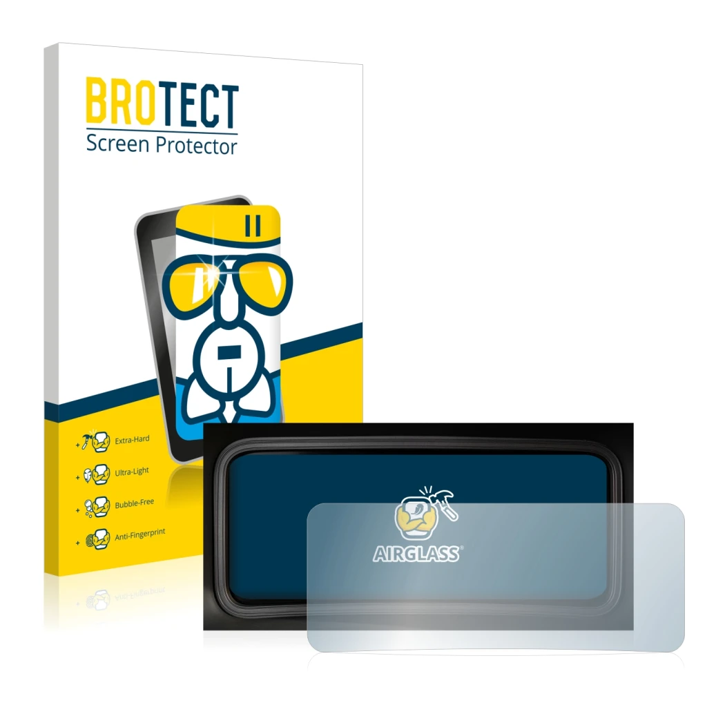 Vorderseite einer Produktverpackung mit dem Markenlogo BROTECT. Daneben ist das Gerät Hyundai Kona 2022 Tachoanzeige mit dem z