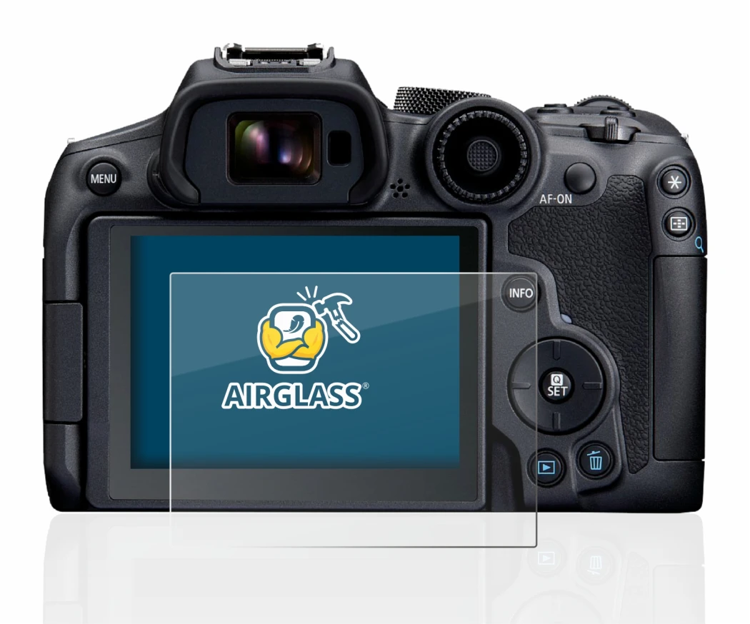 Abbildung des Geräts Canon EOS R7 mit einer Vielzahl des Displayschutzes.