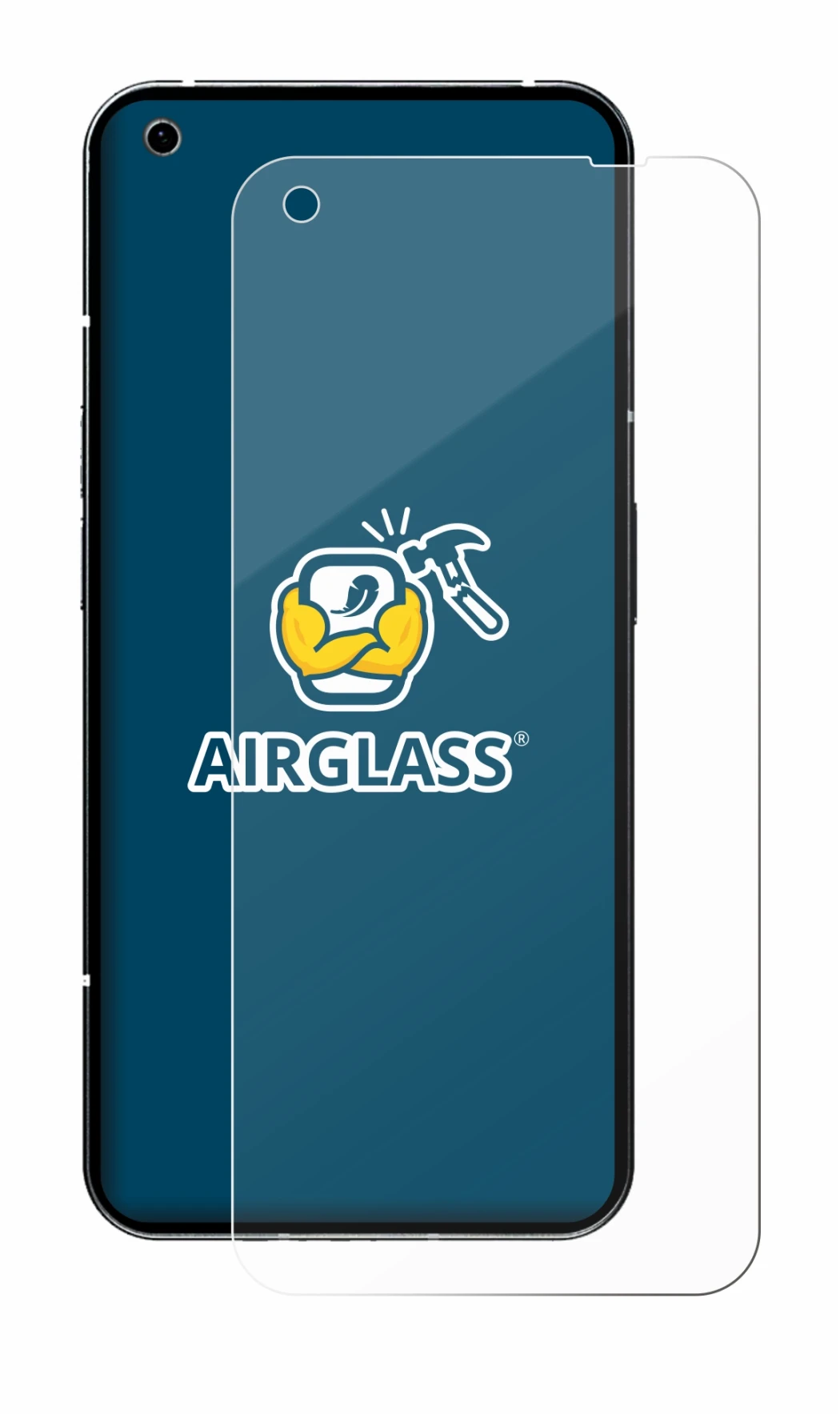 Abbildung des Geräts Nothing Phone (1) mit einer Vielzahl des Displayschutzes.