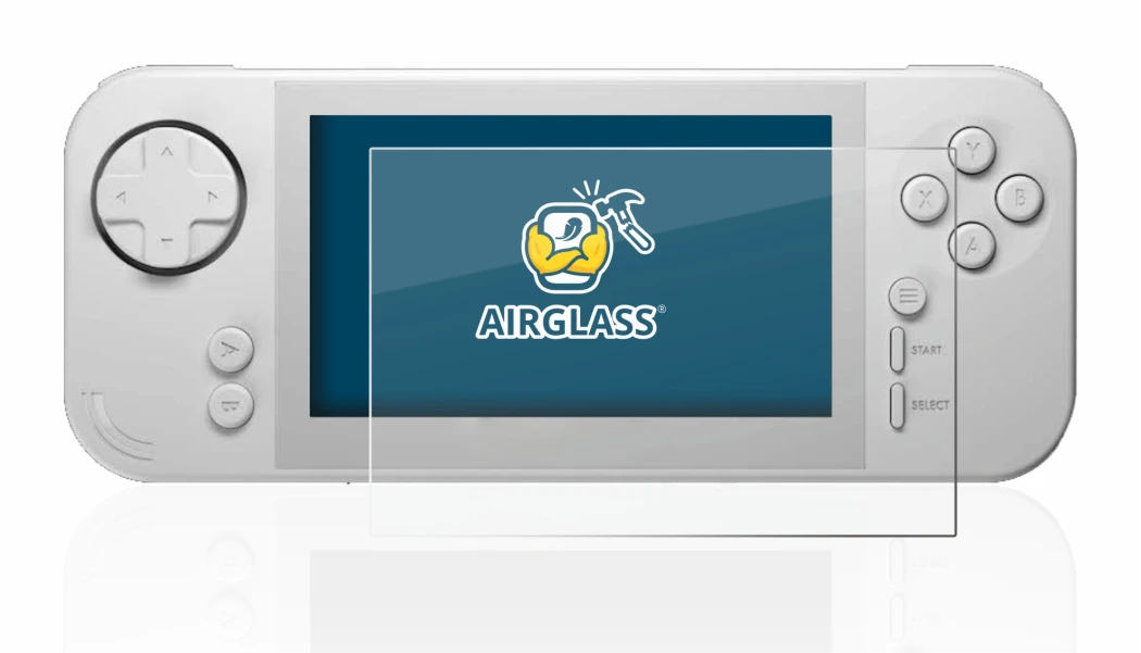 Abbildung des Geräts Evercade EXP mit einer Vielzahl des Displayschutzes.