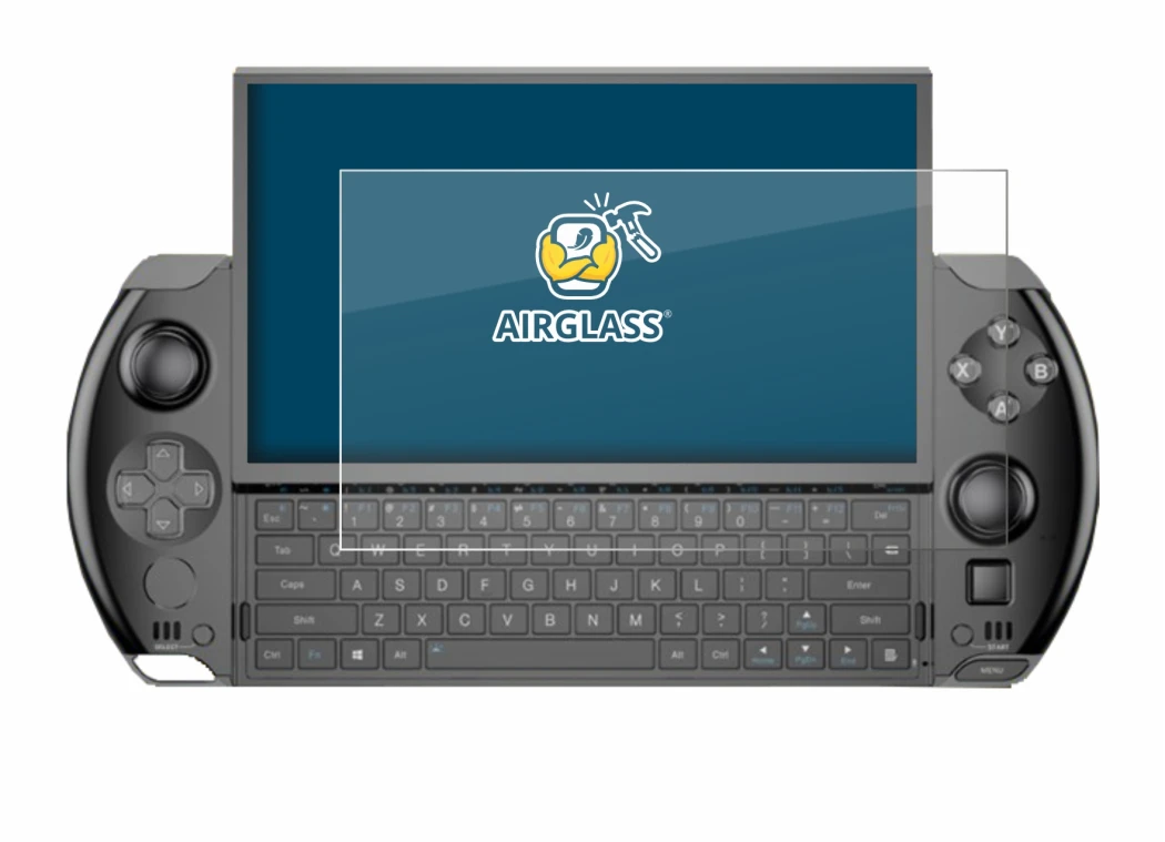 Abbildung des Geräts GPD Win 4 mit einer Vielzahl des Displayschutzes.