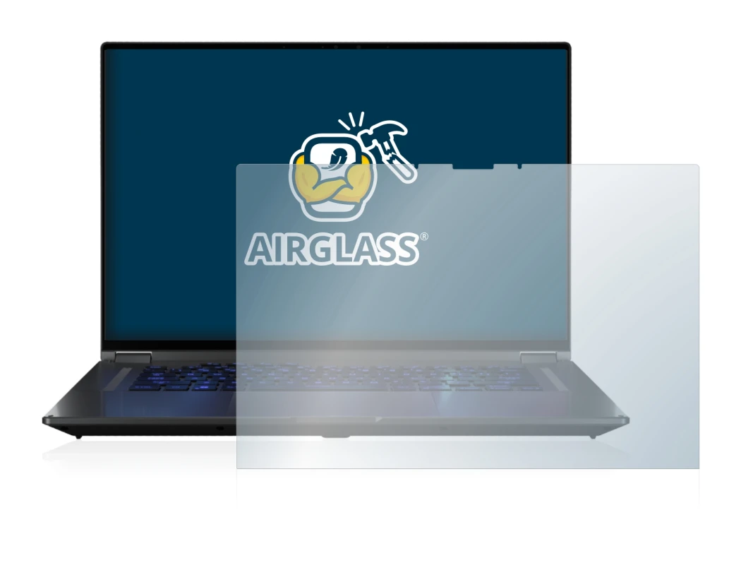 Abbildung des Geräts ASUS ROG Flow X16 mit einer Vielzahl des Displayschutzes.