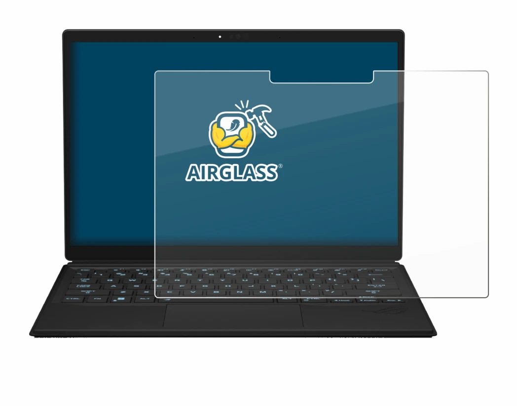 Abbildung des Geräts ASUS ROG Flow Z13 2023 mit einer Vielzahl des Displayschutzes.