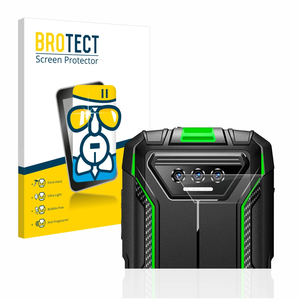 Vorderseite einer Produktverpackung mit dem Markenlogo BROTECT. Daneben ist das Gerät Doogee S41 Pro (NUR Kameraschutz) mit de