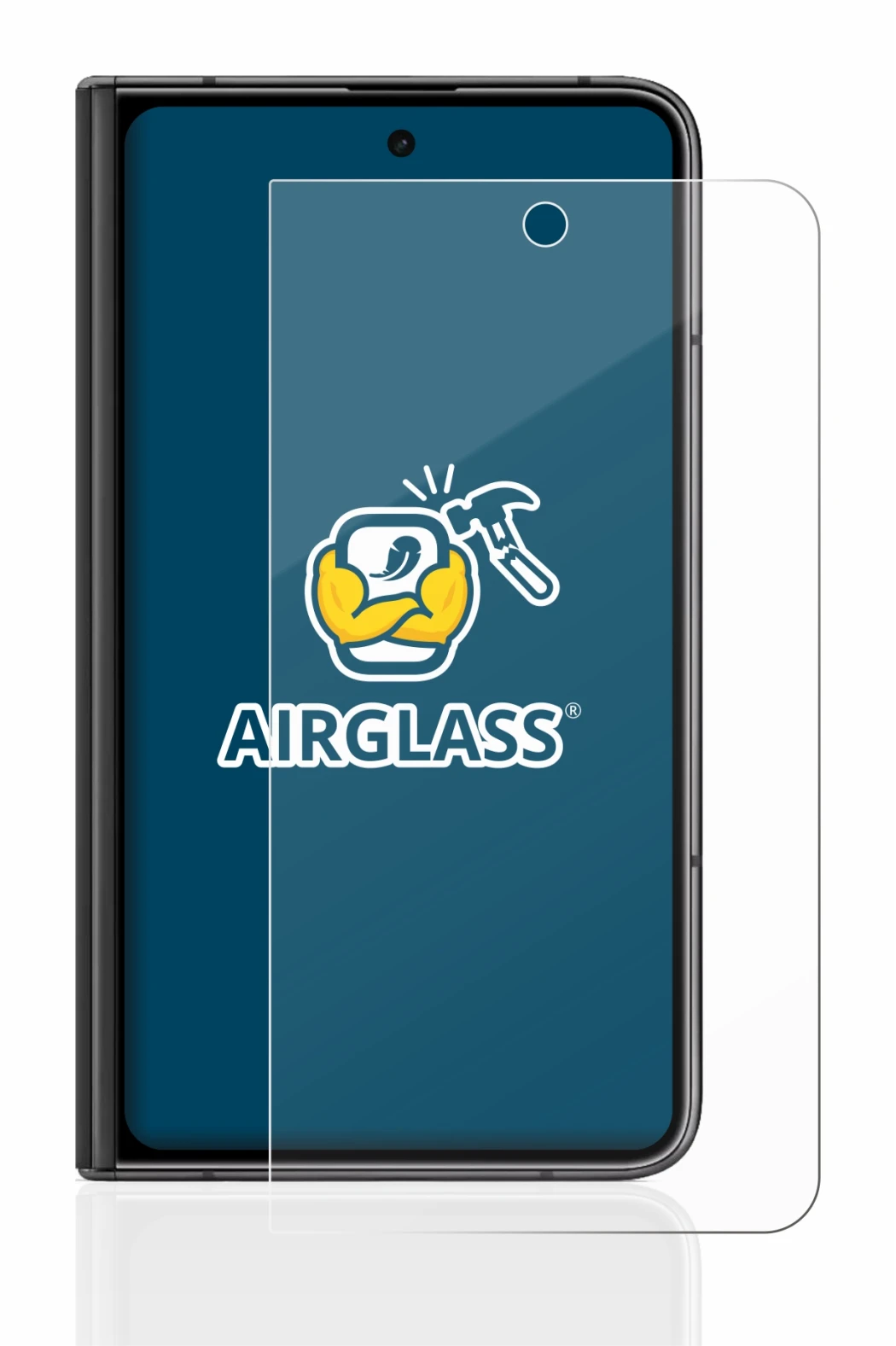 Abbildung des Geräts Google Pixel Fold (Äußeres Display) mit einer Vielzahl des Displayschutzes.