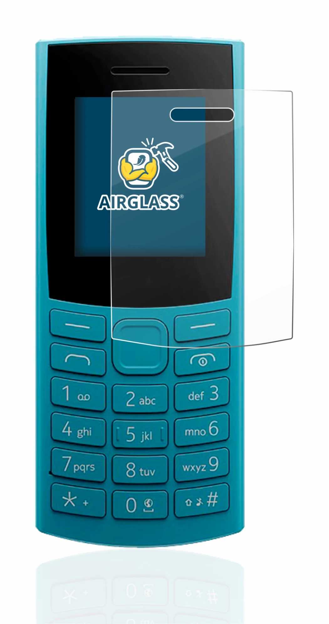 Abbildung des Geräts Nokia 105 4G (2023) mit einer Vielzahl des Displayschutzes.