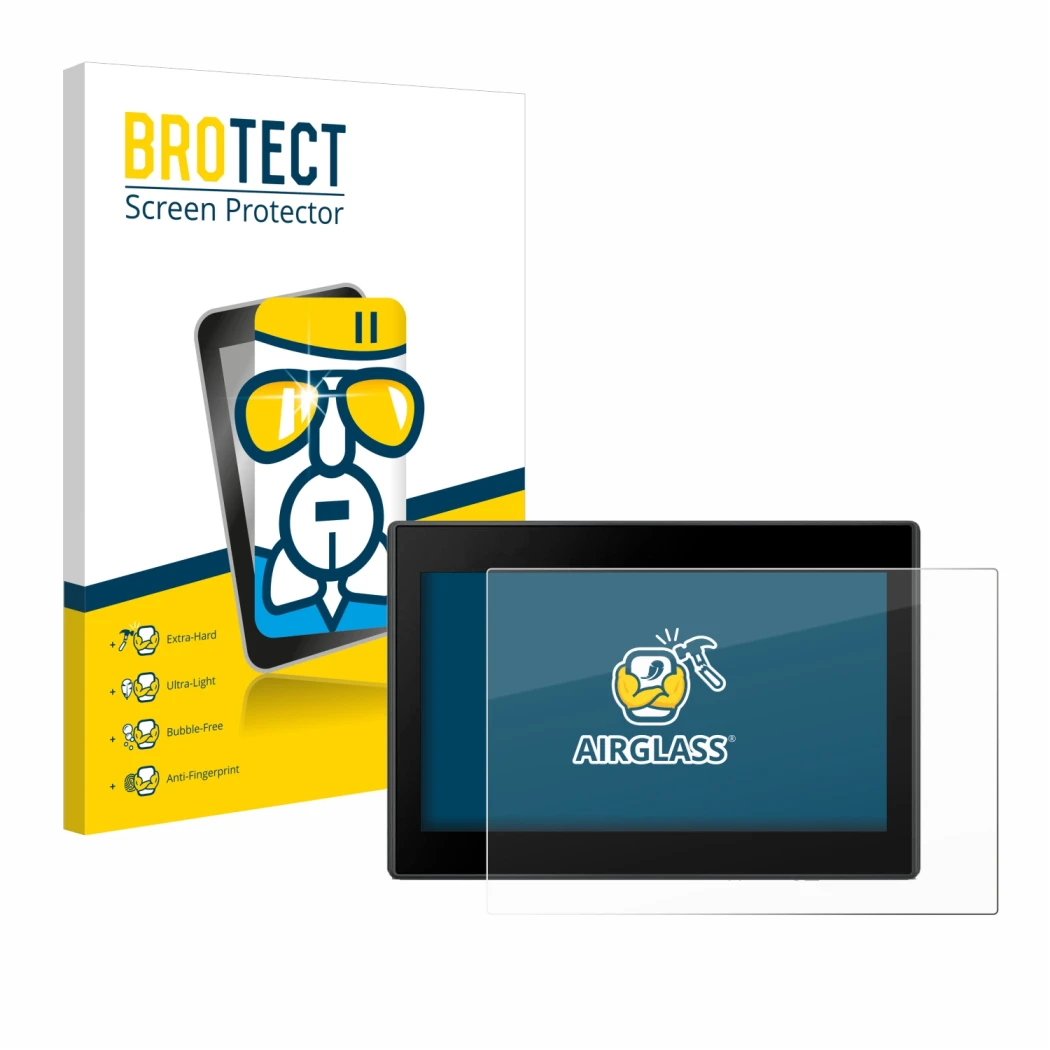 Vorderseite einer Produktverpackung mit dem Markenlogo BROTECT. Daneben ist das Gerät Garmin Drive 53 5