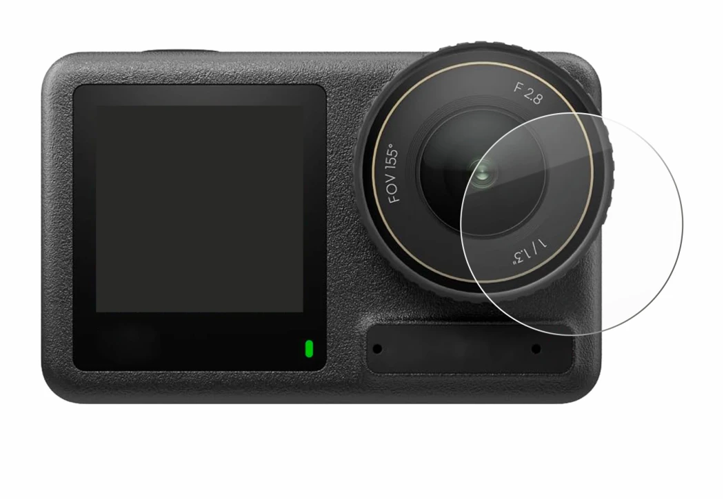 Abbildung des Geräts DJI Osmo Action 4 (Linse) mit einer Vielzahl des Displayschutzes.