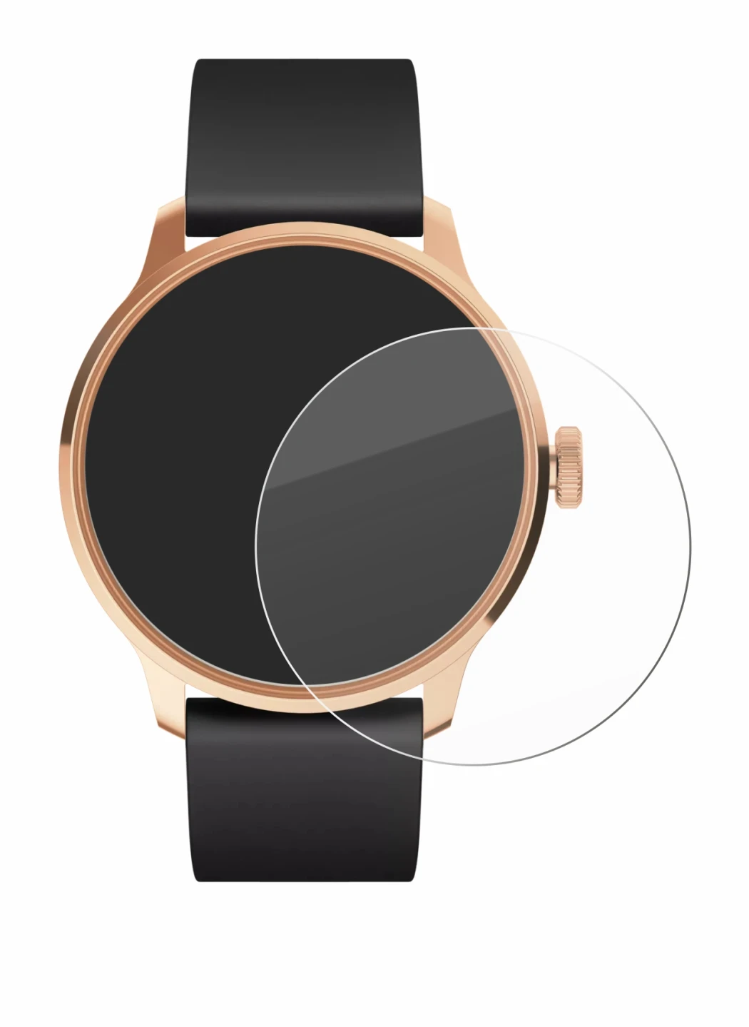 Abbildung des Geräts Withings ScanWatch Light mit einer Vielzahl des Displayschutzes.