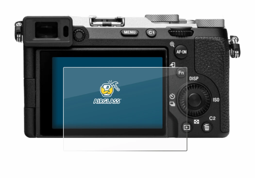 Abbildung des Geräts Sony Alpha 7C II (ILCE-7CM2) mit einer Vielzahl des Displayschutzes.