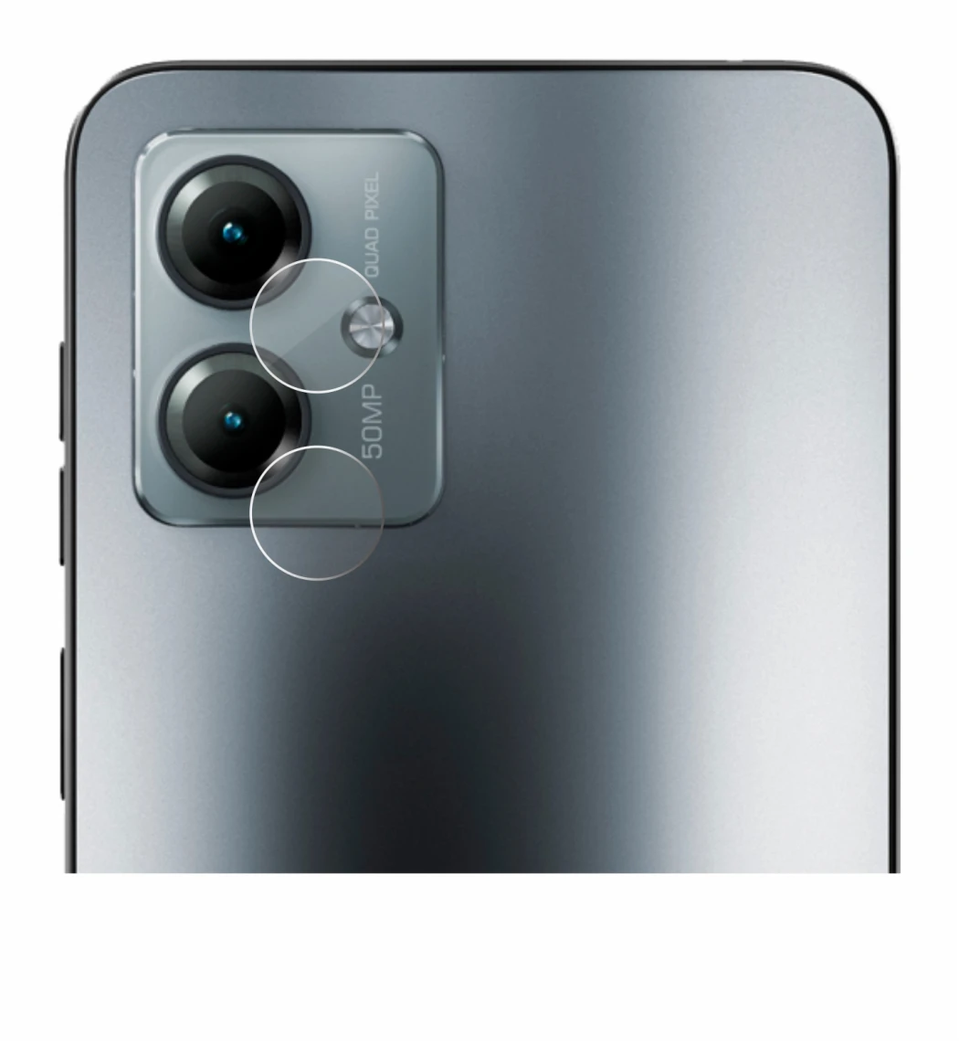 Abbildung des Geräts Motorola Moto G14 (NUR Kameraschutz) mit einer Vielzahl des Displayschutzes.