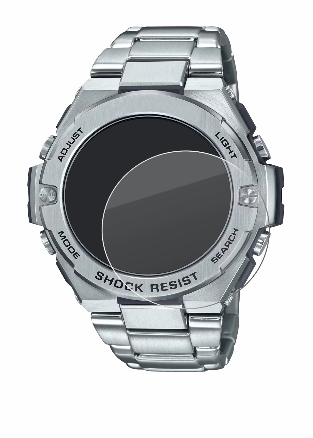 Abbildung des Geräts Casio G-Shock GST-B500D-1A mit einer Vielzahl des Displayschutzes.