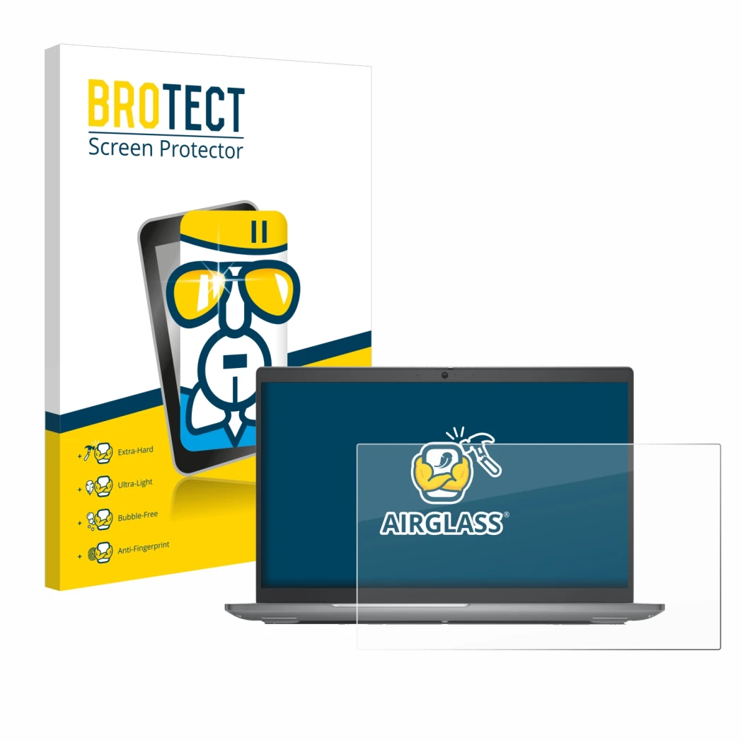 Vorderseite einer Produktverpackung mit dem Markenlogo BROTECT. Daneben ist das Gerät Dell Latitude 5540 mit dem zugehörigen D