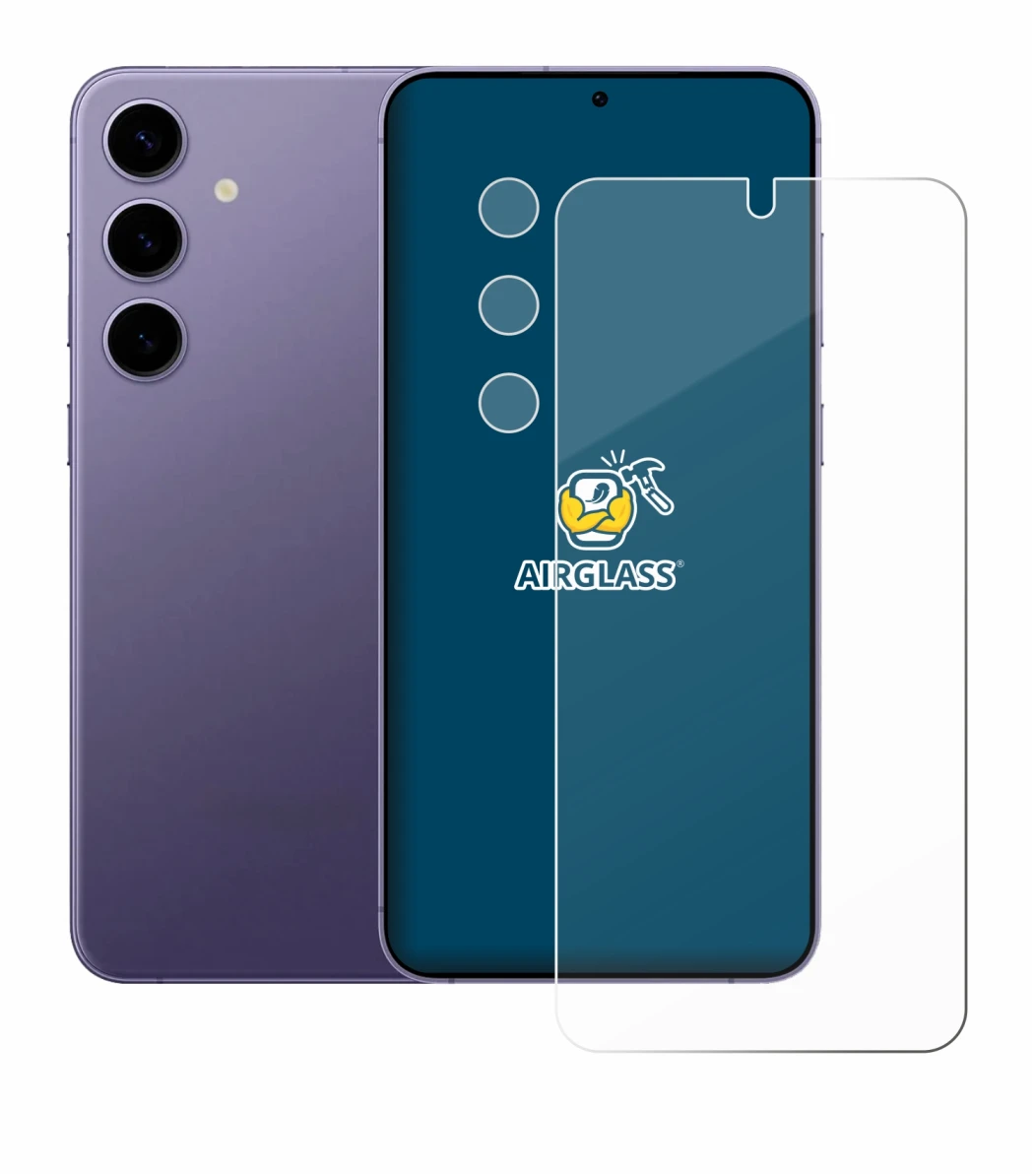 Abbildung des Geräts Samsung Galaxy S24 (Display+Kamera) mit einer Vielzahl des Displayschutzes.