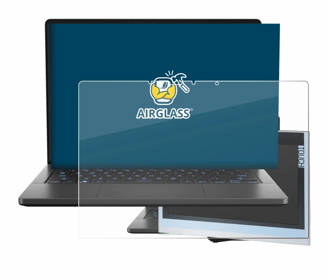 Abbildung des Geräts ASUS ROG Zephyrus G14 2024 GA403 mit einer Vielzahl des Displayschutzes.