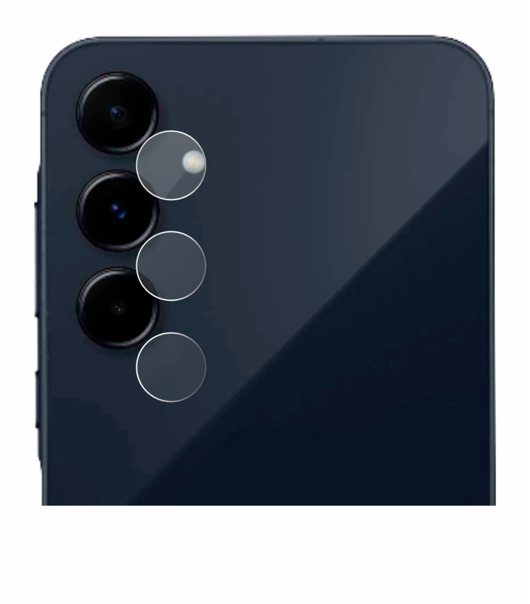 Abbildung des Geräts Samsung Galaxy A35 5G (NUR Kameraschutz) mit einer Vielzahl des Displayschutzes.