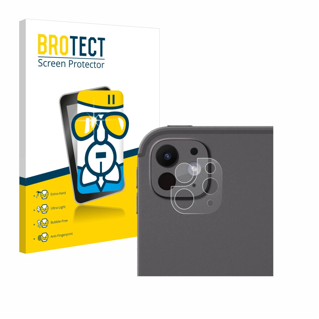 Vorderseite einer Produktverpackung mit dem Markenlogo BROTECT. Daneben ist das Gerät Apple iPad Pro 11