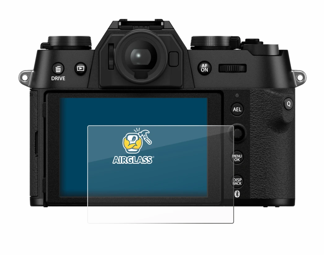 Abbildung des Geräts Fujifilm X-T50 mit einer Vielzahl des Displayschutzes.