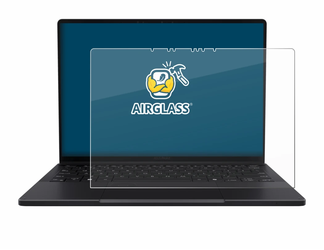 Abbildung des Geräts ASUS ProArt PX13 mit einer Vielzahl des Displayschutzes.