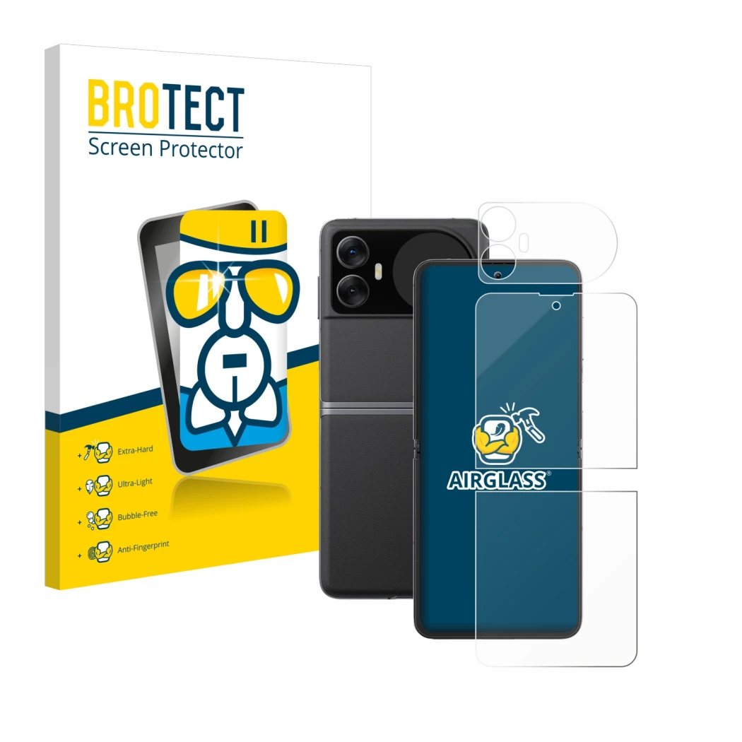 Vorderseite einer Produktverpackung mit dem Markenlogo BROTECT. Daneben ist das Gerät Blackview Hero 10 (Display+Rückseite) mi