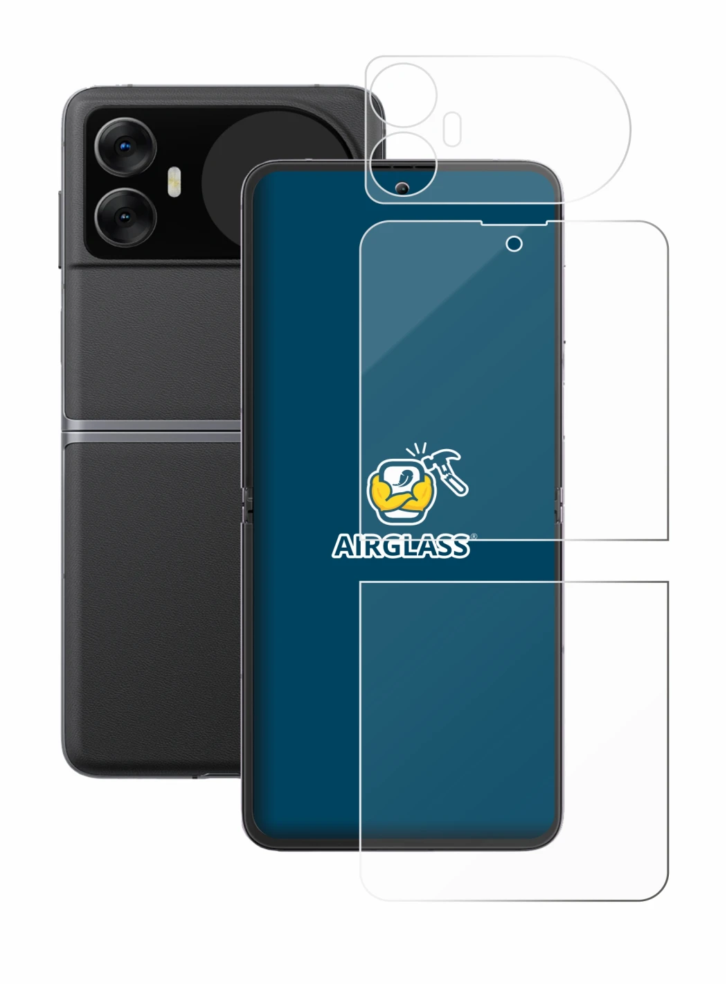 Abbildung des Geräts Blackview Hero 10 (Display+Rückseite) mit einer Vielzahl des Displayschutzes.