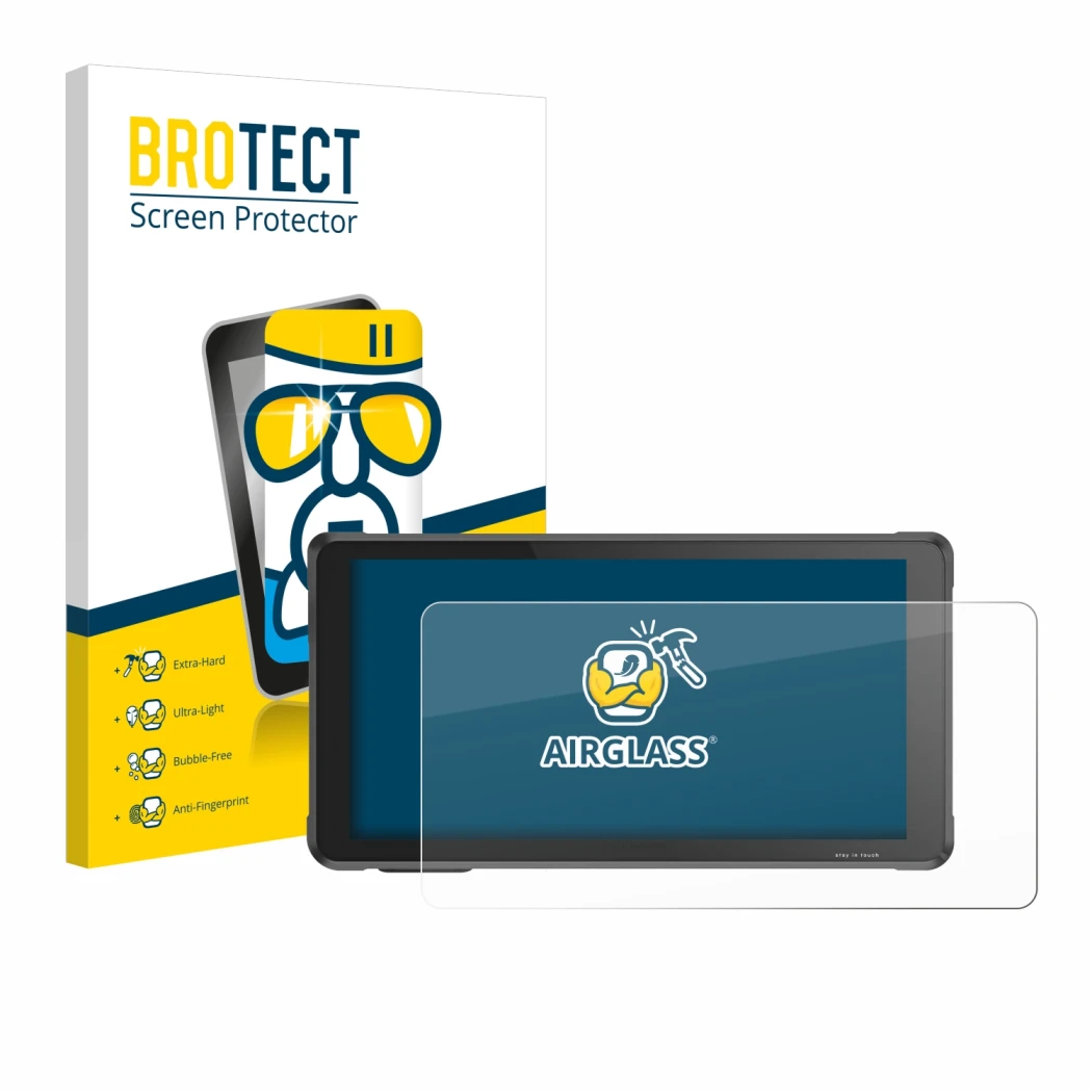 Vorderseite einer Produktverpackung mit dem Markenlogo BROTECT. Daneben ist das Gerät Interphone RideSync Sync55 mit dem zugeh