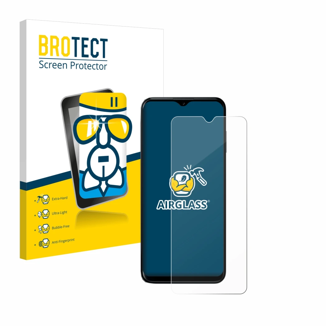 Vorderseite einer Produktverpackung mit dem Markenlogo BROTECT. Daneben ist das Gerät Nokia G60 5G mit dem zugehörigen Display