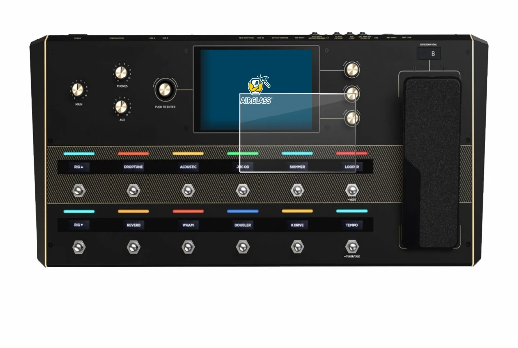 Abbildung des Geräts Headrush Prime mit einer Vielzahl des Displayschutzes.