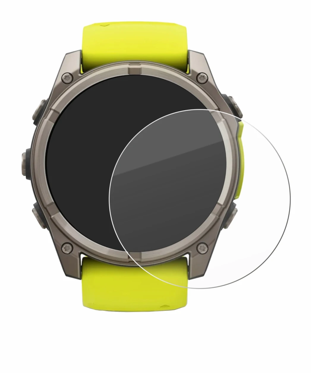 Abbildung des Geräts Garmin Fenix 8 Solar (51 mm) mit einer Vielzahl des Displayschutzes.