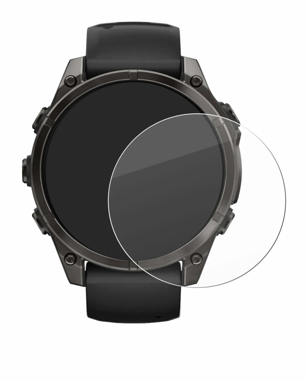 Abbildung des Geräts Garmin Fenix 8 AMOLED (47 mm) mit einer Vielzahl des Displayschutzes.
