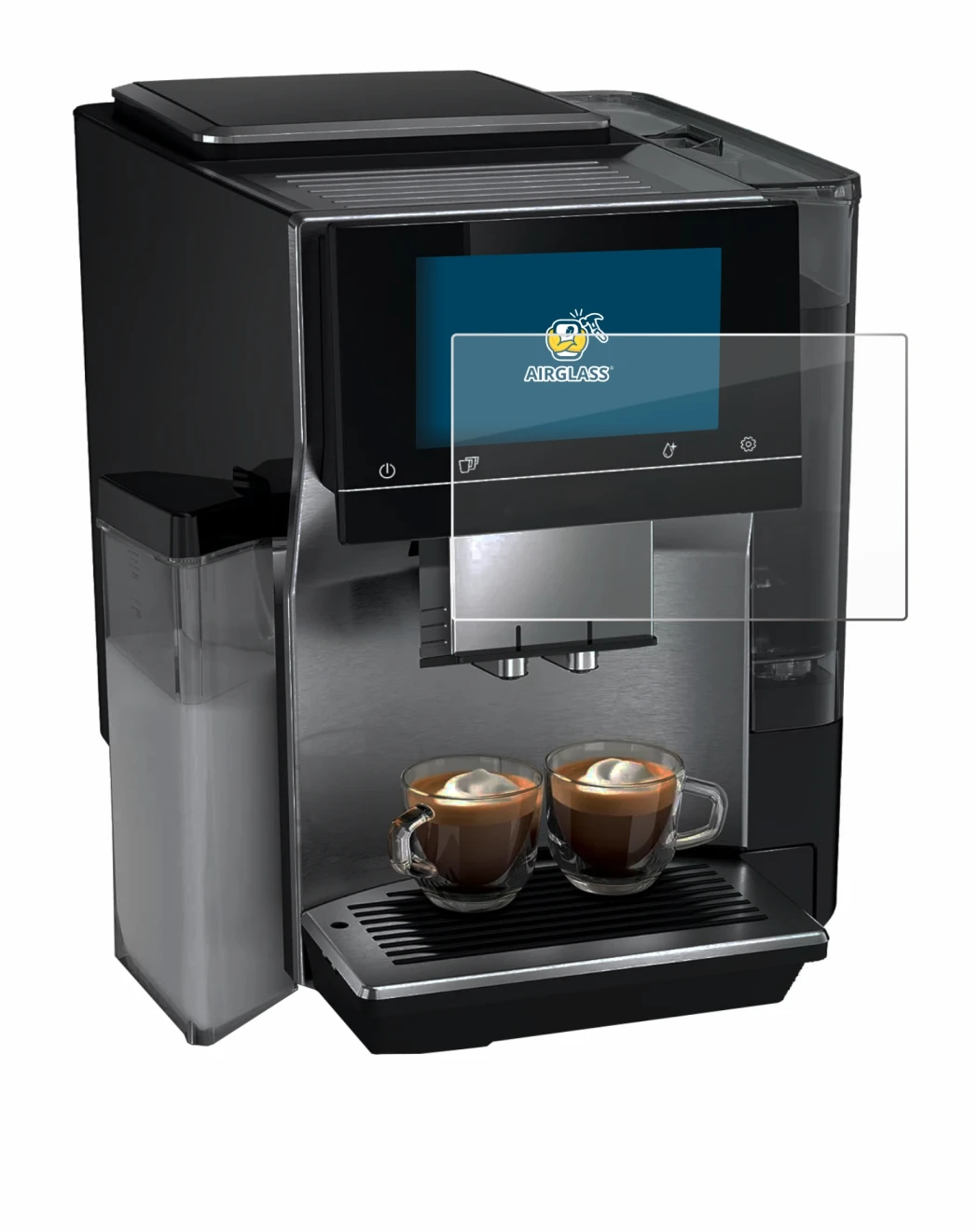 Abbildung des Geräts Siemens EQ700 mit einer Vielzahl des Displayschutzes.