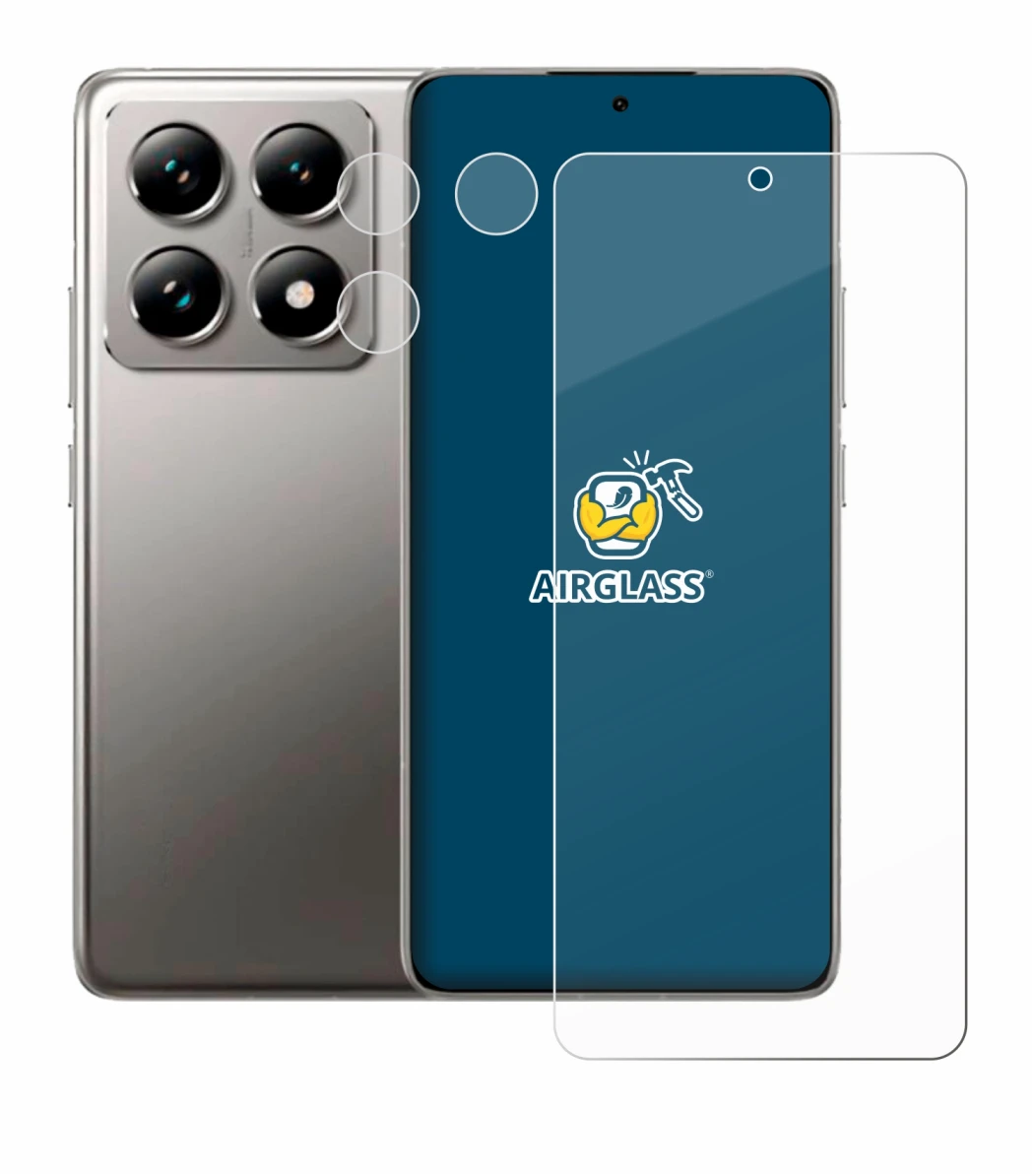 Abbildung des Geräts Xiaomi 14T (Display+Kamera) mit einer Vielzahl des Displayschutzes.