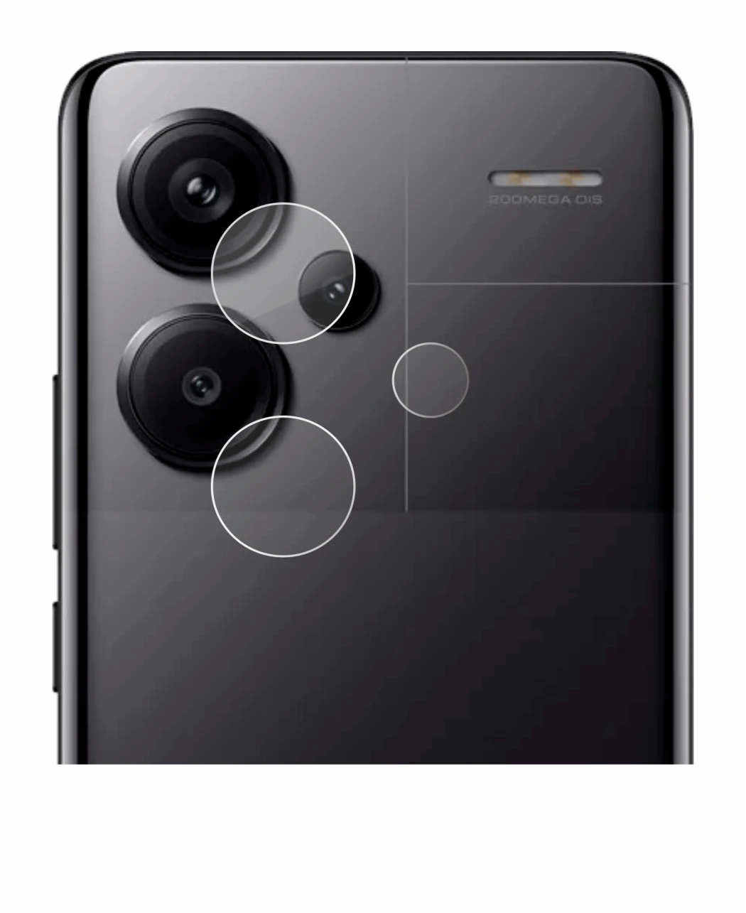 Abbildung des Geräts Xiaomi Redmi Note 13 Pro+ 5G (NUR Kameraschutz) mit einer Vielzahl des Displayschutzes.
