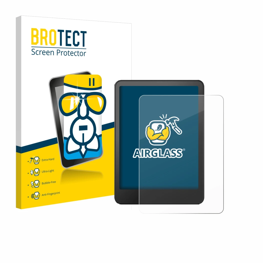 Vorderseite einer Produktverpackung mit dem Markenlogo BROTECT. Daneben ist das Gerät Amazon Kindle Colorsoft Signature Editio