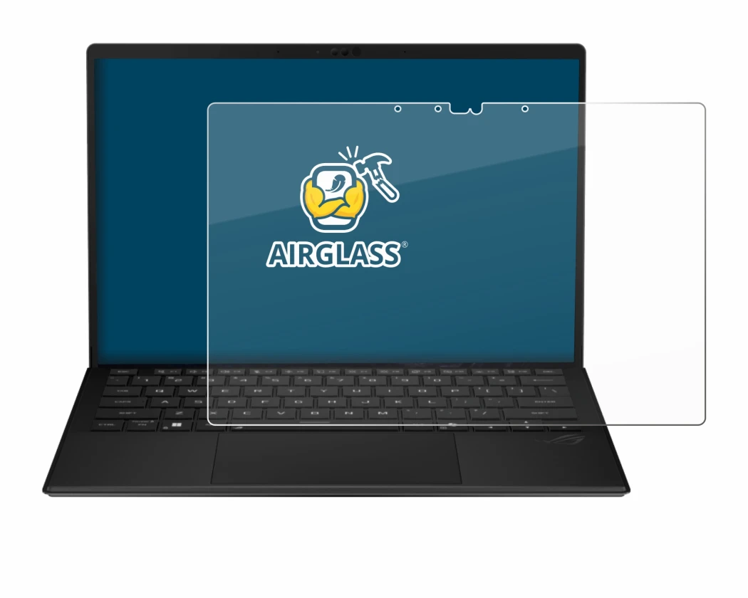 Abbildung des Geräts ASUS ROG Flow Z13 2025 mit einer Vielzahl des Displayschutzes.