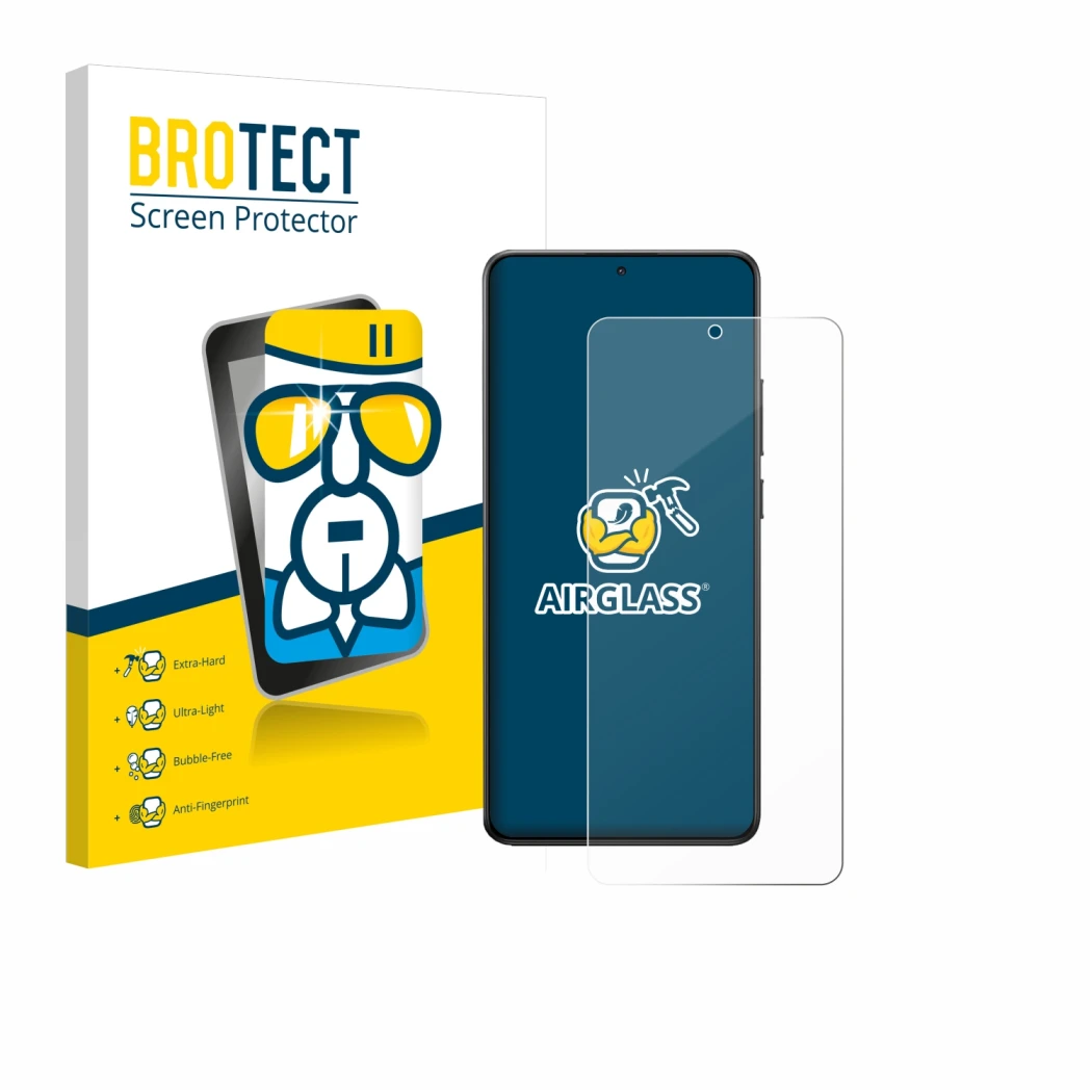 Vorderseite einer Produktverpackung mit dem Markenlogo BROTECT. Daneben ist das Gerät Xiaomi Poco X7 Pro mit dem zugehörigen D