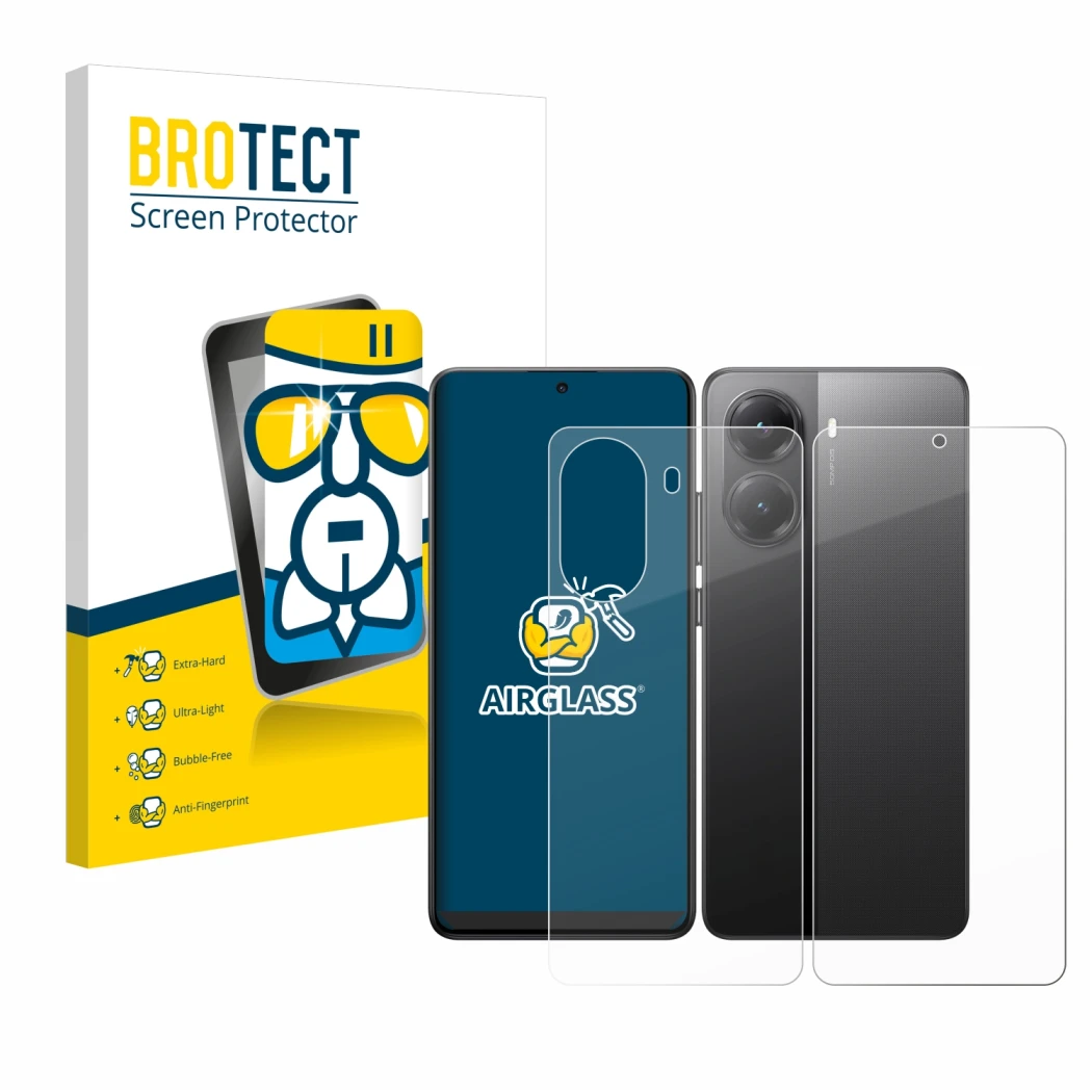 Vorderseite einer Produktverpackung mit dem Markenlogo BROTECT. Daneben ist das Gerät Xiaomi Poco X7 Pro (Display+Rückseite) m