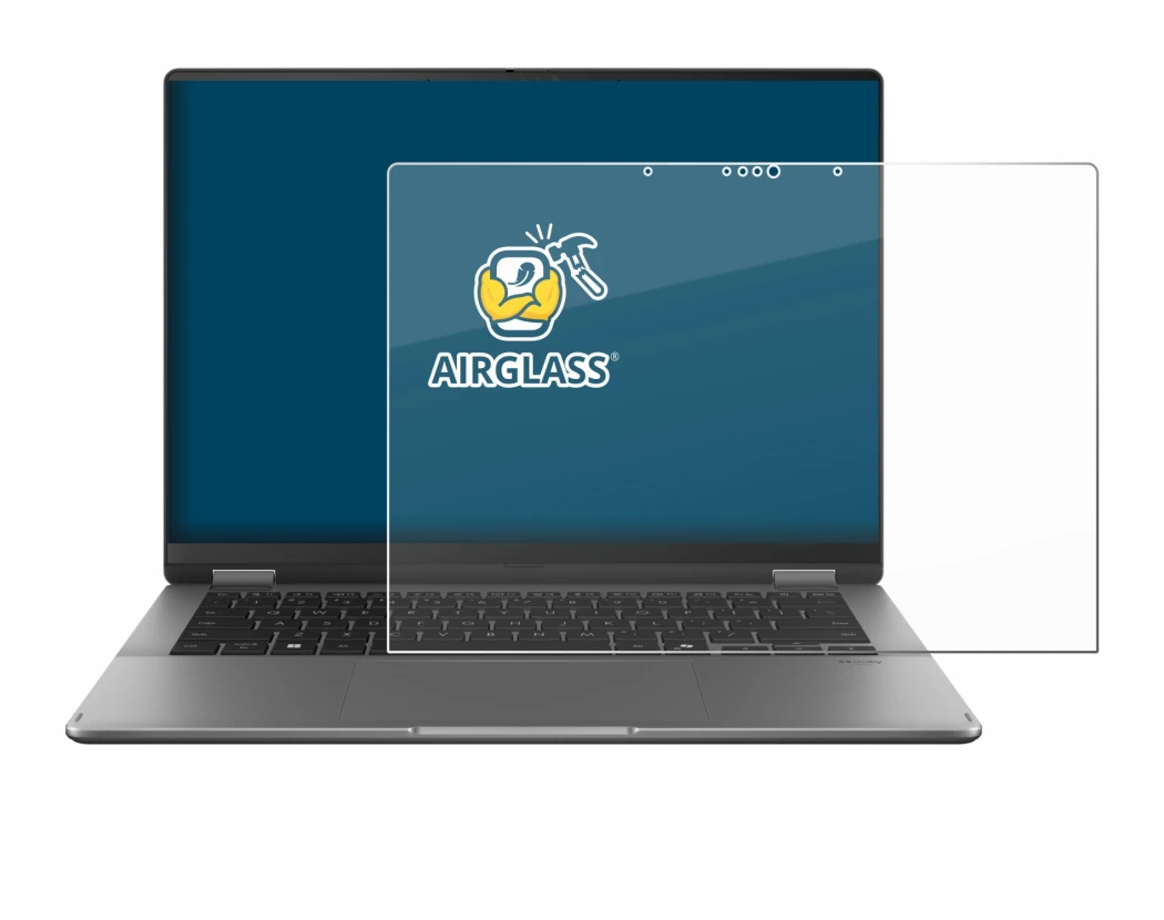 Abbildung des Geräts ASUS Vivobook 14 Flip TP3407 mit einer Vielzahl des Displayschutzes.