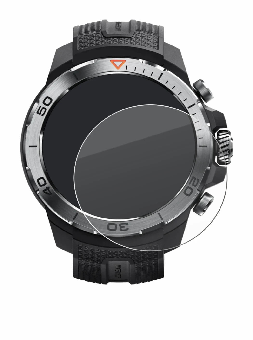 Abbildung des Geräts Xiaomi Mibro GS Explorer mit einer Vielzahl des Displayschutzes.